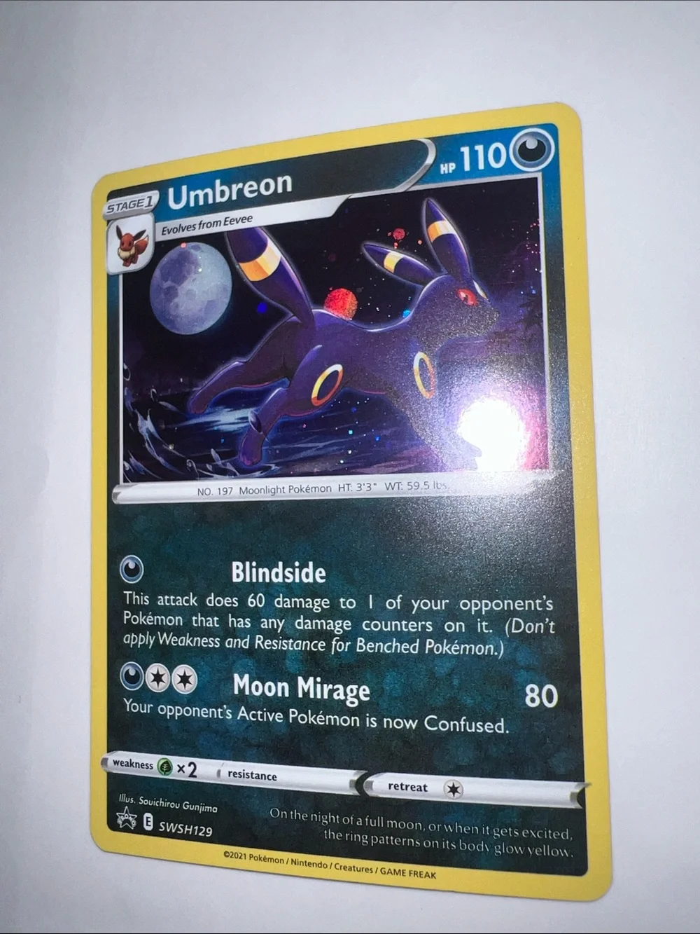 Pokemon Umbreon Card - Yellow, Black, Purple Artwork